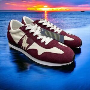 Polo Ralph Lauren RRL Maroon White Train 85 Run Gym Shoes Mens 9 NEW Fast Ship